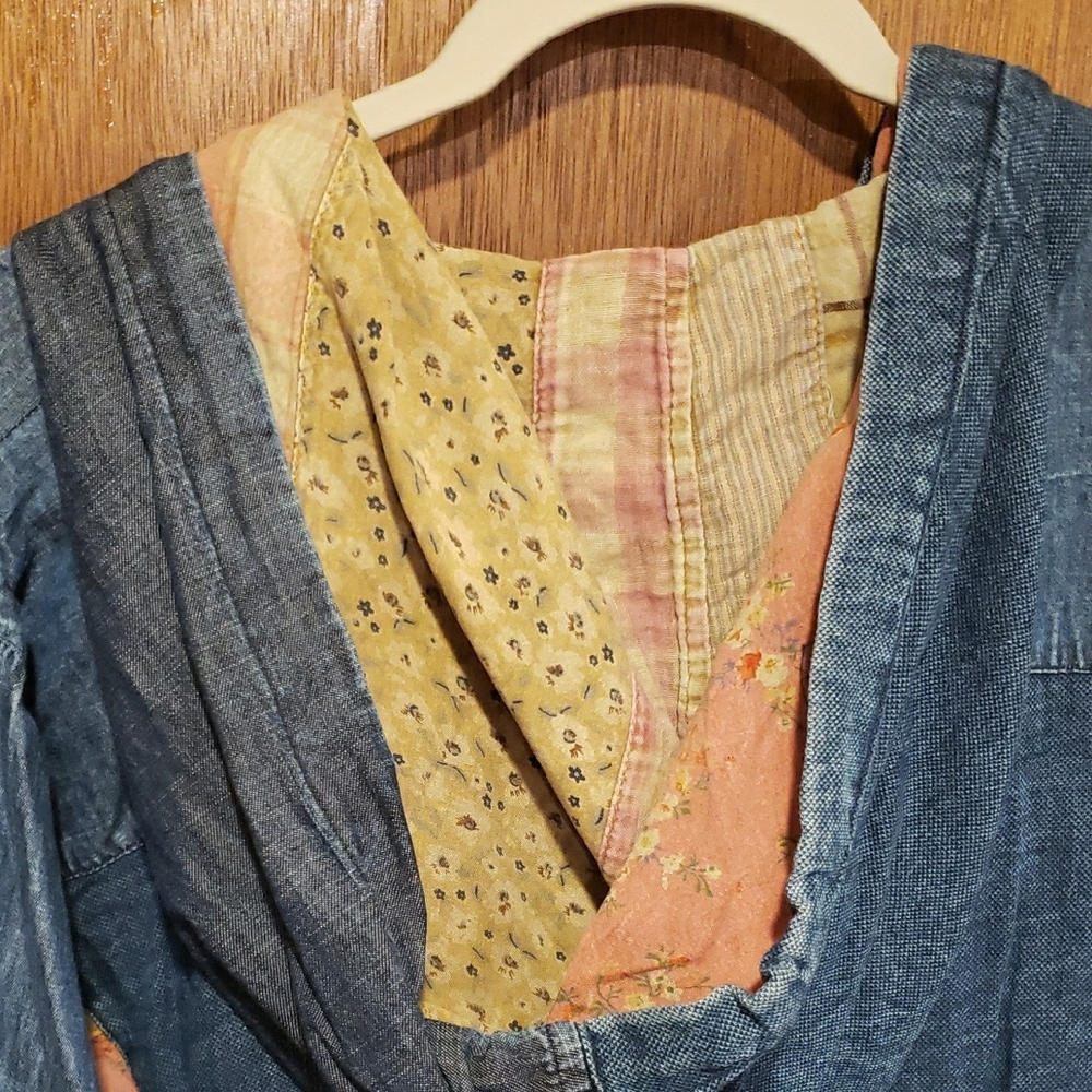 NWT Young Threads Denim Patchwork Hooded Shacket … - image 9